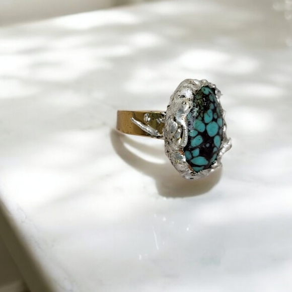 Hand Crafted Jewelry - 18K Semi-Precious Turquoise Ring